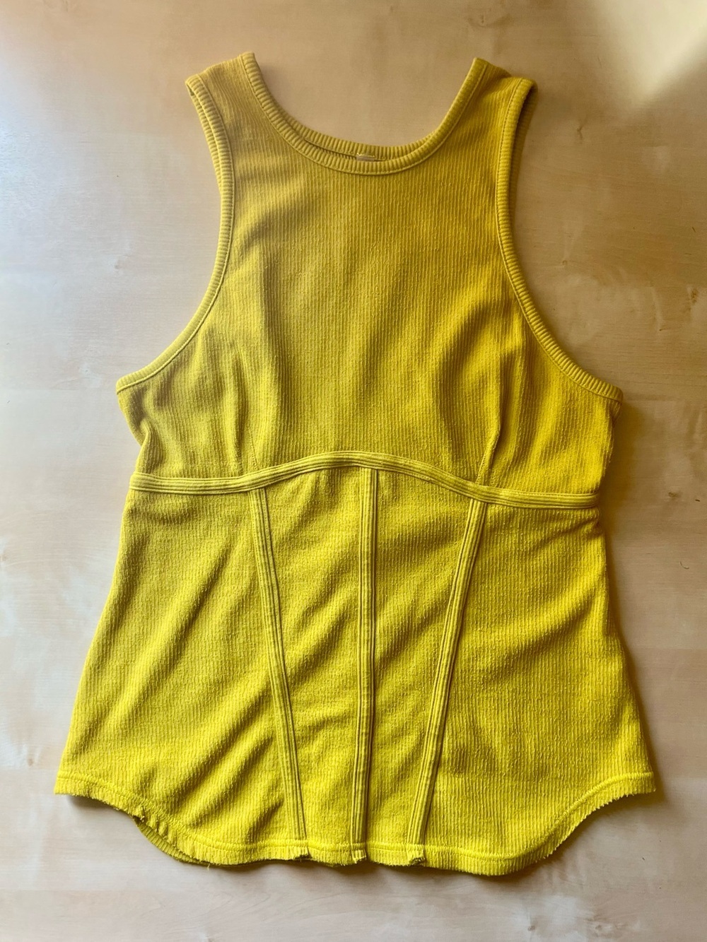 FP Movement by Free People Headstart Ribbed Knit Corset Tank Top in Chartreuse